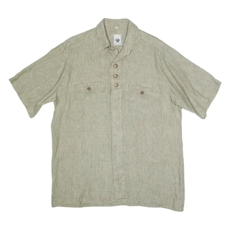 ALPENLAND Plain Shirt Beige Short Sleeve Mens 2XL