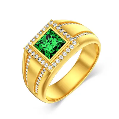 10K Gold 1 to 5 CT Princess Cut Cut Lab Created Emerald Engagement Band