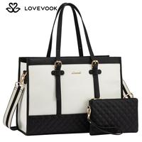 LOVEVOOK Laptop Tote Bag with Clutch Purse, Canvas Computer Bag Office Briefcase, Casual Handbag for Travel, College, Teacher...