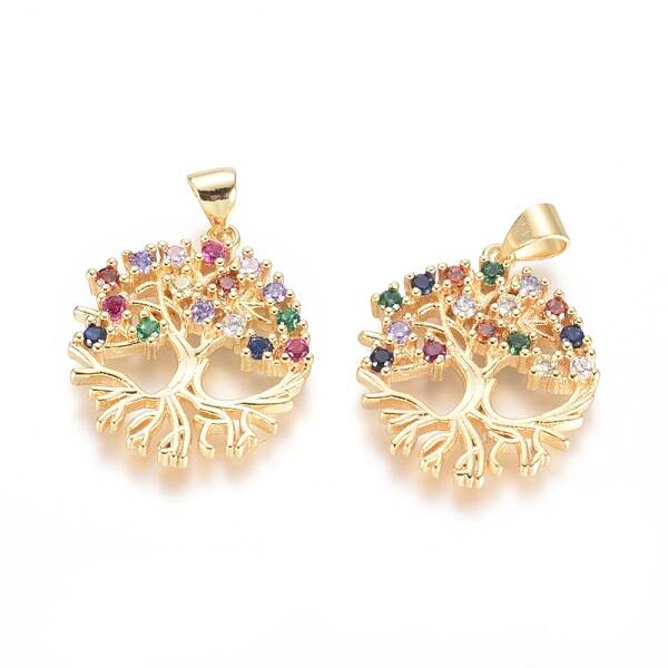 Brass Micro Pave Cubic Zirconia Pendants