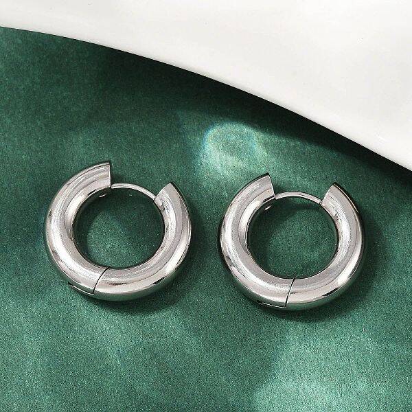 202 Stainless Steel Polishing Hoop Earrings