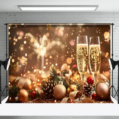Golden Ornaments Beer New Year Bokeh Backdrop - Aperturee