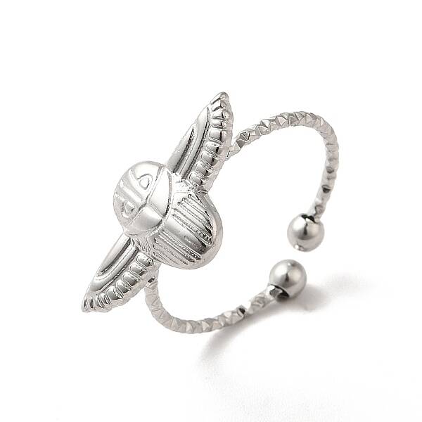 Non-Tarnish 304 Stainless Steel Owl Open Cuff Rings for Women
