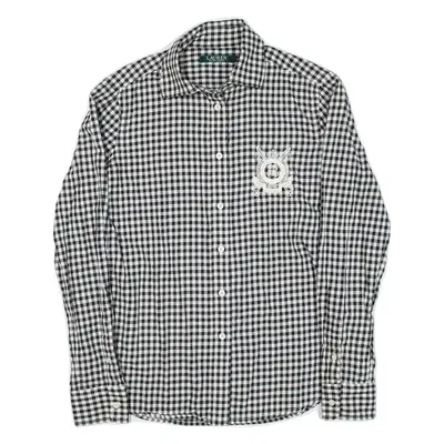 LAUREN RALPH LAUREN Womens Shirt Black Check Long Sleeve S