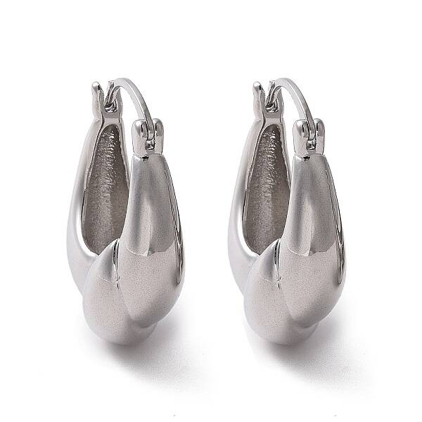 Brass Twist Teardrop Hoop Earrings for Women