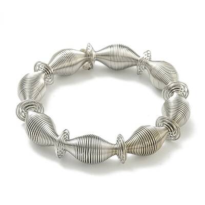 Non-Tarnish Adjustable 304 Stainless Steel Bicone Spring Wire Bracelets