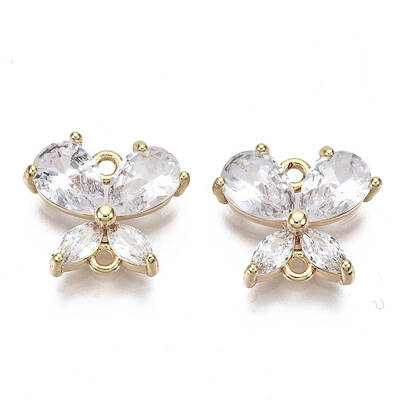 Brass Micro Cubic Zirconia Links Connectors