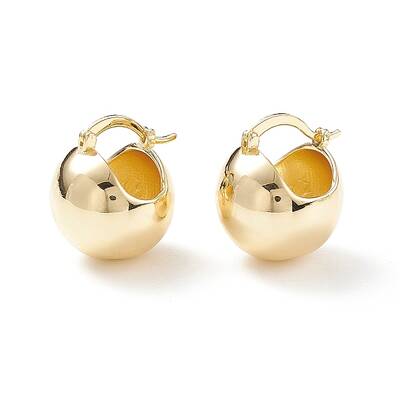 Rack Plating Brass Round Ball Chunky Hoop Earrings for Women