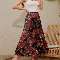 Women's High Waisted Maxi Skirt,Elastic Chiffon Boho Long Skirt with Pockets