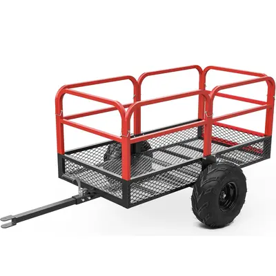 Heavy Duty ATV Trailer Dump Cart Tow Behind, 1500lbs 15 Cubic Feet, Yard Garden Trailer Pull Behind Dump Trailer for Lawn Mow...