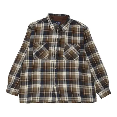 John Blair Checked Flannel Shirt - XL Khaki Acrylic