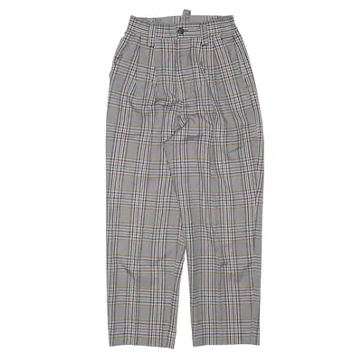 LIMMATCLUB Check Grey Regular Mom Trousers Womens W23 L24