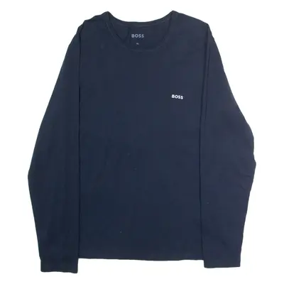 BOSS Mens T-Shirt Blue Long Sleeve Crew Neck XL