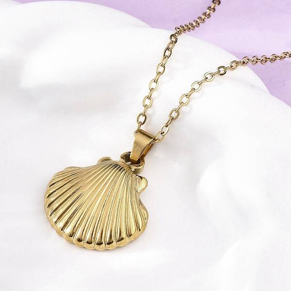 Shell Shape 304 Stainless Steel Pendant Necklaces