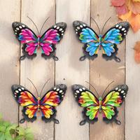 Cute Vintage Pink & Blue Butterfly Wall Art, Butterfly Wall Decor, Indoor & Outdoor Decor for Living Room, Bedroom, Patio, ...