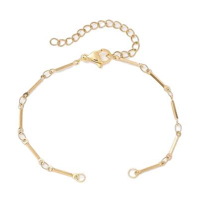 304 Stainless Steel Cuboid Bar Link Chain Bracelet Making