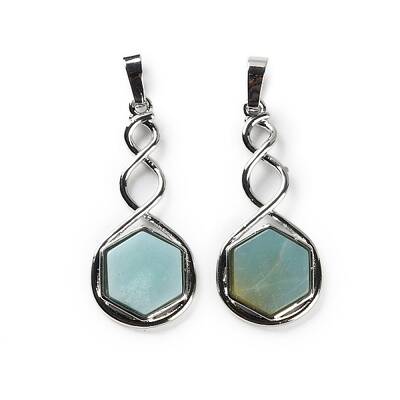 Natural Flower Amazonite Pendants