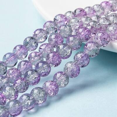 Spray Painted Crackle Glass Beads Strands