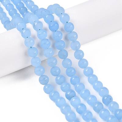 Frosted Natural White Jade Beads Strands