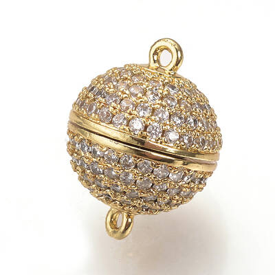 Brass Micro Pave Cubic Zirconia Magnetic Clasps with Loops