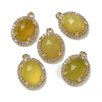 Natural Korean Jade Faceted Oval Pendants