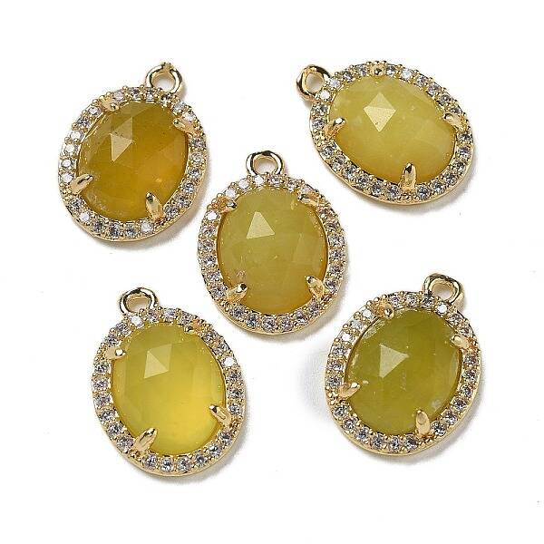 Natural Korean Jade Faceted Oval Pendants