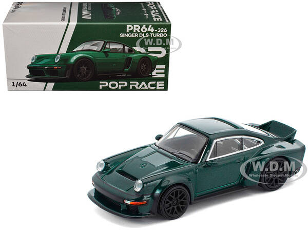 Singer DLS Turbo Green Metallic 1/64 Diecast Model Car by Pop Race