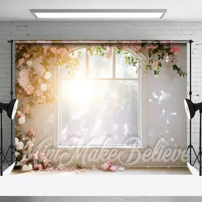 Sunny Sunshine Window Rose Vines Floral Backdrop - Aperturee