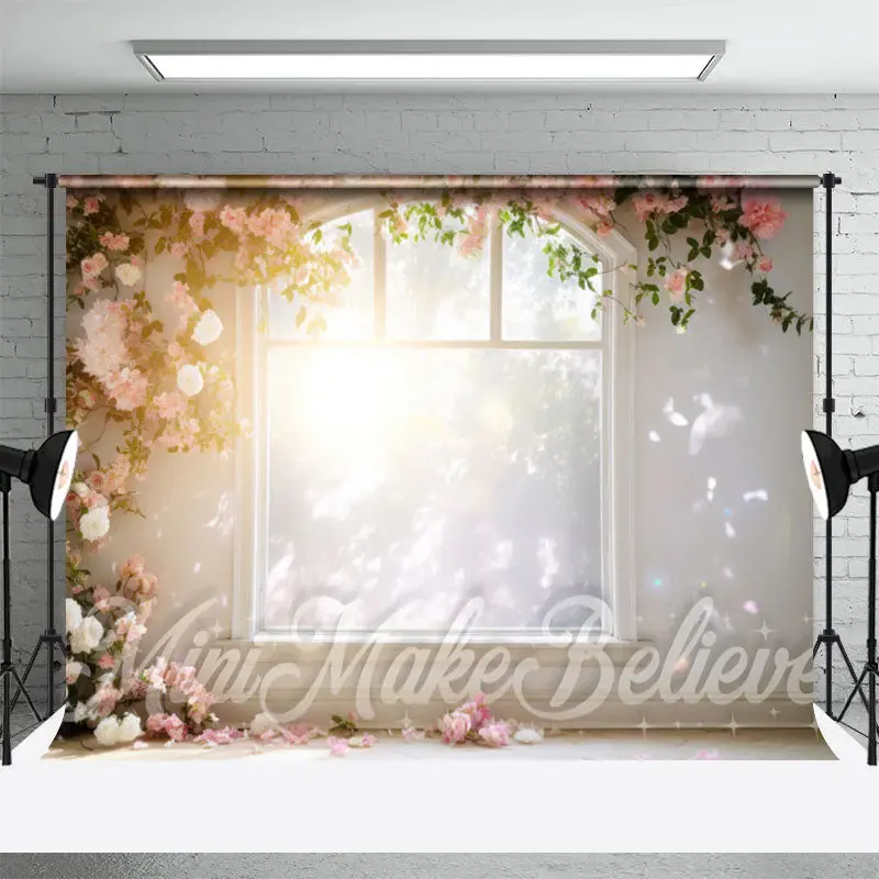 Sunny Sunshine Window Rose Vines Floral Backdrop - Aperturee