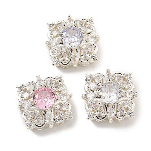 Brass Micro Pave Cubic Zirconia Beads