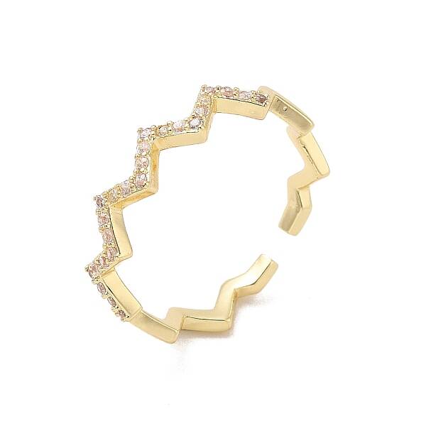Brass Micro Pave Cubic Zirconia Open Cuff Rings