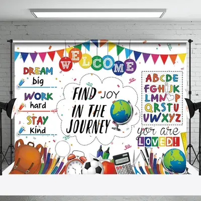 Aperturee Colorful Stationery Welcome Back To School Backdrop - Aperturee
