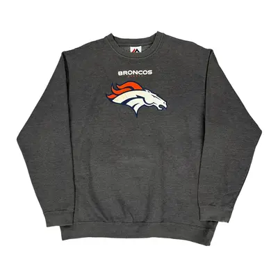Denver Broncos Majestic Nfl Sweatshirt - XL Grey Cotton Blend