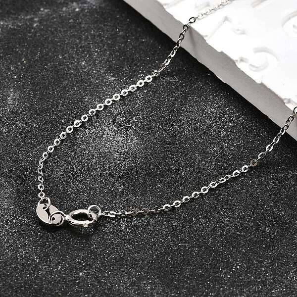 Anti-Tarnish Rhodium Plated 925 Sterling Silver Cable Chain Necklaces