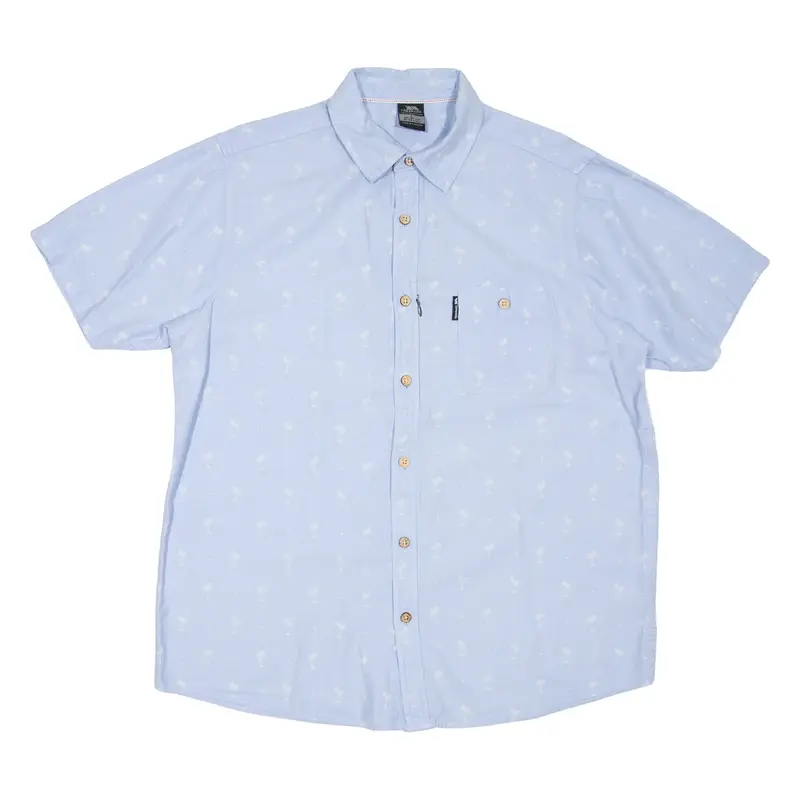 TRESPASS Mens Hawaiian Shirt Blue Long Sleeve L