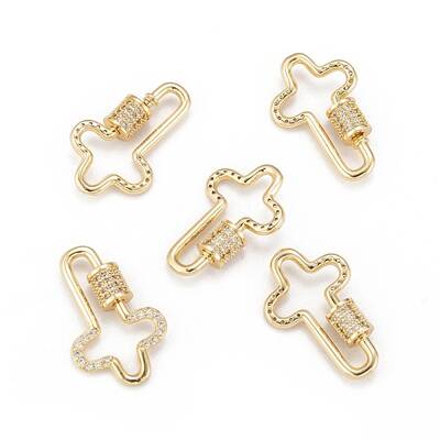 Brass Micro Pave Cubic Zirconia Screw Carabiner Lock Charms