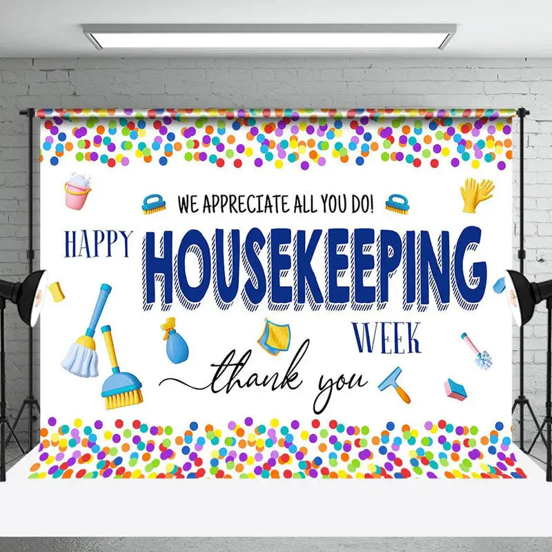 Colorful Dot Housekeeping Week Appreciation Backdrop