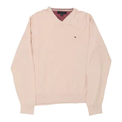 Tommy Hilfiger V-neck Jumper - Large Pink Cotton