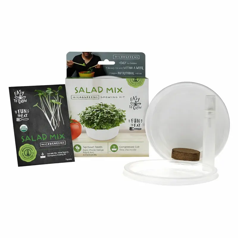 Garvee Mini Microgreens Growing Kit – Salad Mix Sprouting Seeds with Reusable Growing Tray & Coco Coir, Easy Indoor Microgr...