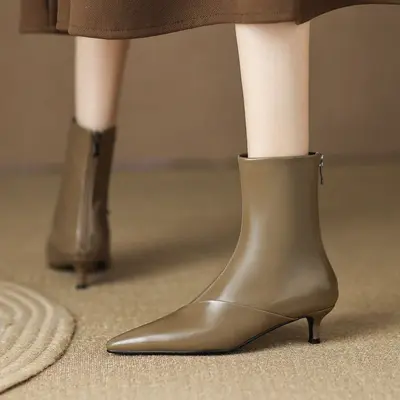 CHIKO Batini Pointy Toe Kitten Heels Ankle Boots