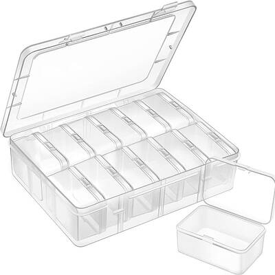 12 Grids Transparent Rectangle Plastic Beads Storage Containers