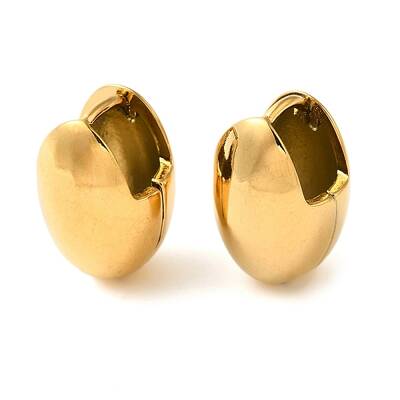 Real 18K Gold Plated 304 Stainless Stee Hoop Earrings