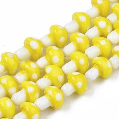 Mushroom Handmade Lampwork Beads Strands