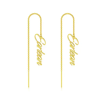 10K Gold Personalized Classic Name Drop Earrings