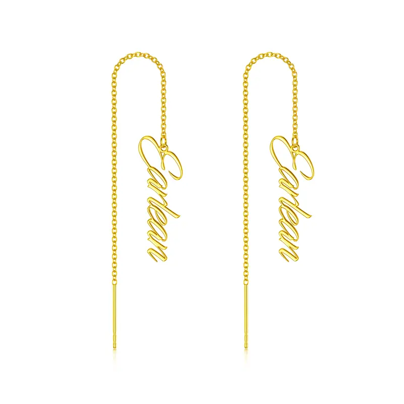 10K Gold Personalized Classic Name Drop Earrings