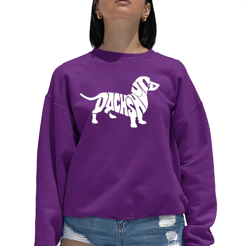 Women's Dachshund Word Art Crewneck Sweatshirt - Black - X-Large