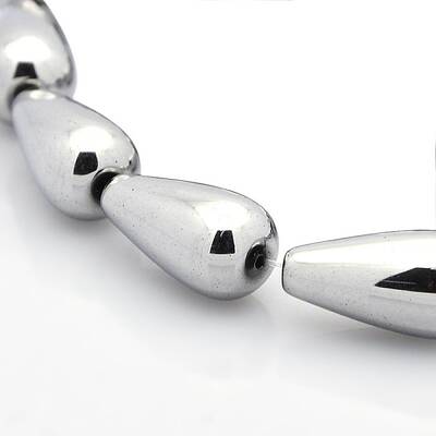 Non-magnetic Synthetic Hematite Teardrop Beads Strands