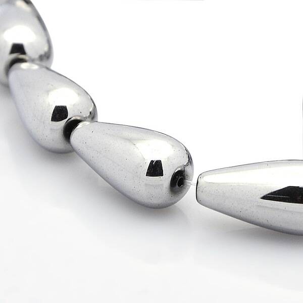 Non-magnetic Synthetic Hematite Teardrop Beads Strands