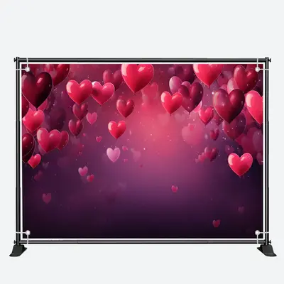 Red Reflective Heart Balloon Valentines Day Backdrop - Aperturee