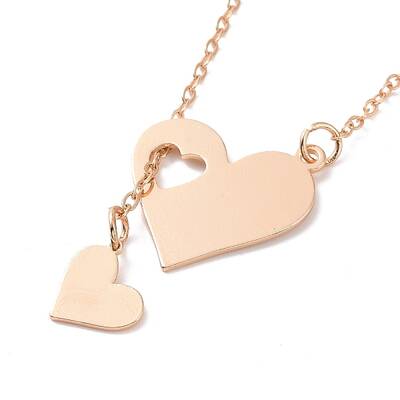 302 Stainless Steel Heart Puzzle Pendant Lariat Necklaces
